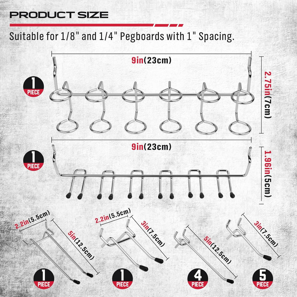 Skiennix 121-Piece Pegboard Hooks Set - Durable Metal Accessories for Organized Tool Storage
