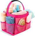 Masirs Shower Caddy - 9 Pocket Portable Organizer Tote for Travel & Gym - Collapsible Pink Bag for Toiletries