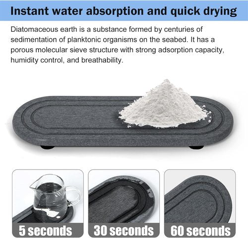 Diatomaceous Earth Coasters by Skiennix - Fast Drying Water Absorbent Stone Tray Set | 2PCS for Kitchen & Bathroom