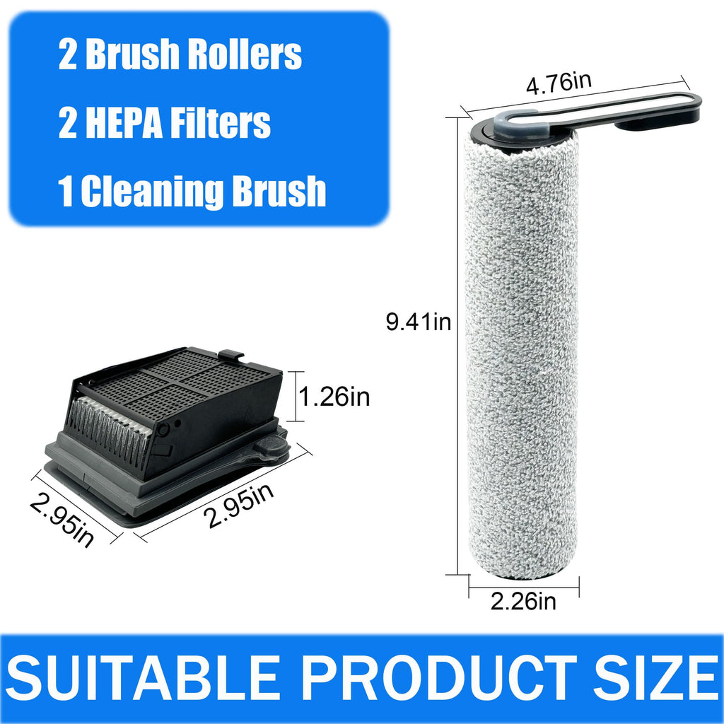 Replacement Parts Kit for TINECO iFLOOR 5 Breeze Complete Vacuum Cleaner- 2 Brush Rollers, 2 Vacuum HEPA Filters, 1 Cleaning Tool