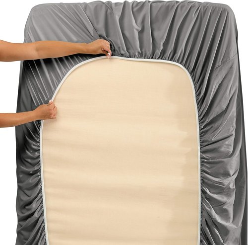 Hearth & Harbor Queen Sheet Set - Extra Deep Pocket for Mattresses 18-24 Inches - 6-Piece Grey Set