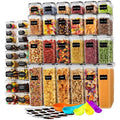 stusgo Airtight Food Storage Containers with Lids, BPA Free Clear Pantry Storage Container for Kitchen Food Pantry Organizers and Storage, Plastic Pantry Organiser for Cereal,Flour and Sugar 42 pack