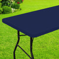 Smiry Rectangle Picnic Table Cloth, Waterproof Elastic Fitted Tablecloths for 6 Foot Tables, Washable Polyester Table Cover for Camping, Indoor and Outdoor (Navy, 30"x72")