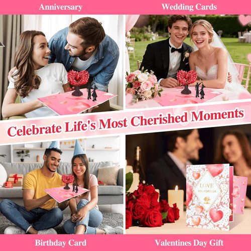 TOYEISHI 3D Pop Up Anniversary Card, I Still Do Love Tree Hearts Couple Wedding Card for Her, Wife, Husband, Him, Girlfriend, Romantic Love Letter Gift for Wedding, Anniversary, Valentines, Birthday