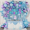 Frozen Birthday Party Decorations with Metallic Purple Pastel Blue Silver Confetti Balloons for Snowflake Frozen Baby Shower Birthday Party Decorations