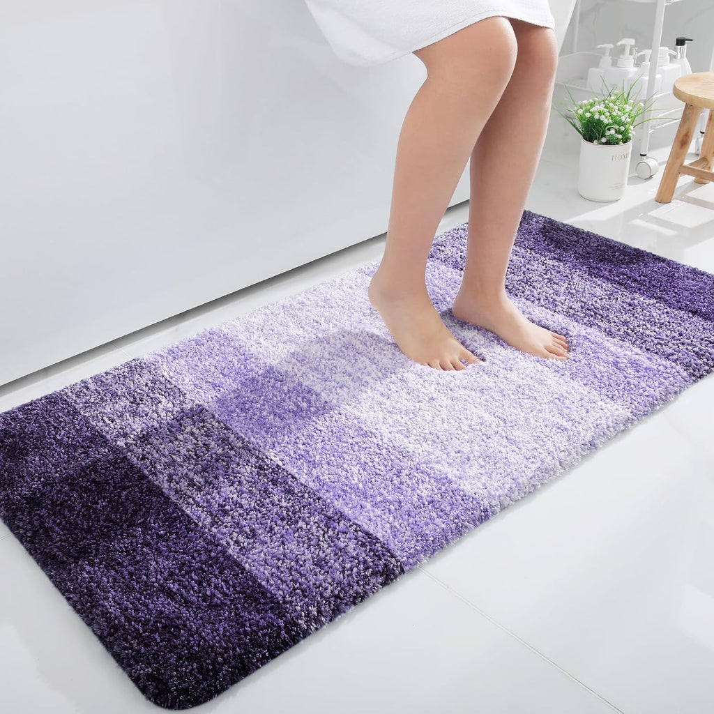 OLANLY Bathroom Runner Rug - Extra Soft Microfiber Mat | Quick Dry, Washable, 44x24, Violet