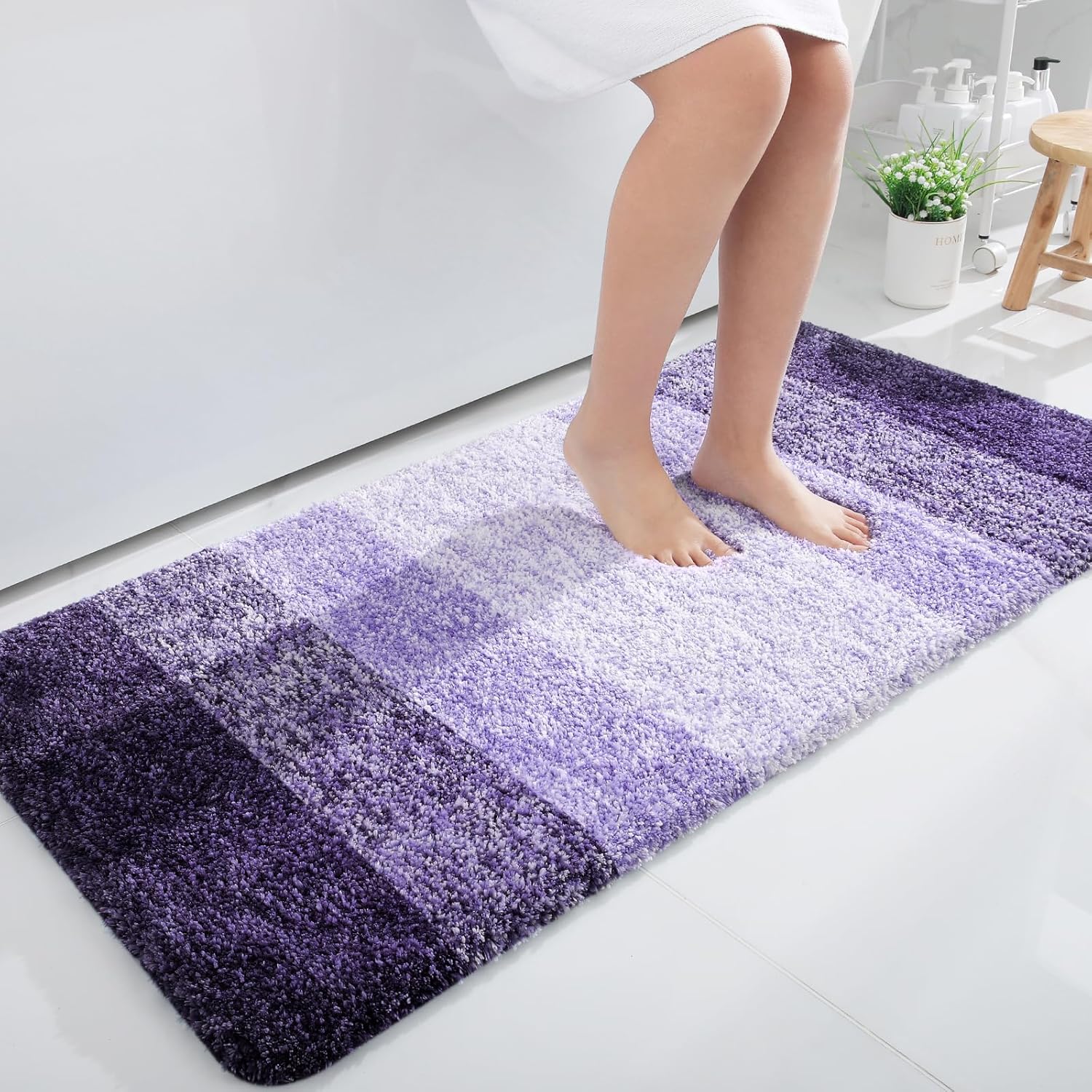 OLANLY Bathroom Runner Rug - Extra Soft Microfiber Mat | Quick Dry, Washable, 44x24, Violet