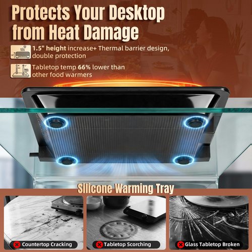 Electric Warming Tray, 33”x15” 4-in-1 Modular Buffet Warmer with 10 Temp Settings & Timer, Large Chafing Dish for Parties & Catering