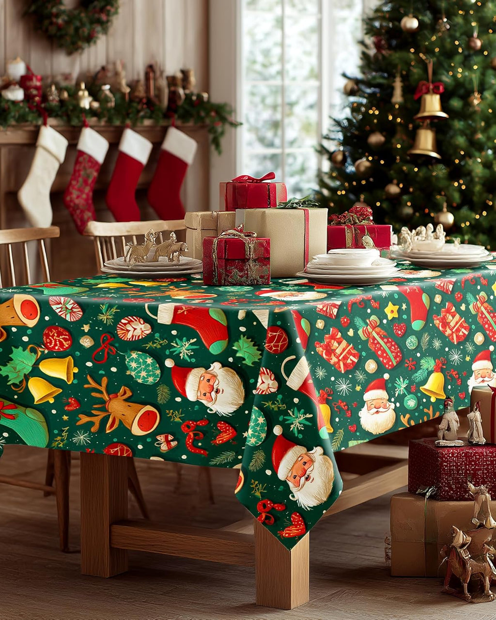 Pureegg Disposable Table Cloths - 10 Pack, 54 x 108 Inch, Sturdy & Leakproof Christmas Green for Parties