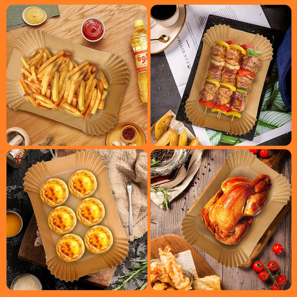Ninja 200PCS Air Fryer Liners - Non-Stick Disposable Parchment Paper for DZ201/DZ401 | Food Grade (8.6 x 5.5 Inch)