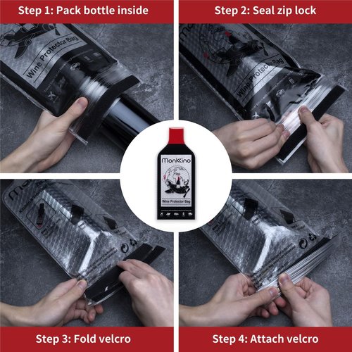 (All-Around Protection) 9 PACK Reusable Wine Bottle Travel Protector Bags, Leakproof Wine Sleeves for Suitcase, Airplane, Safe and Durable Bubble Wrap