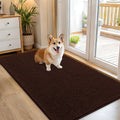 OLANLY Dog Door Mat - Absorbent Non-Slip Chenille Mat for Muddy Paws | 54x32, Quick Dry, Brown