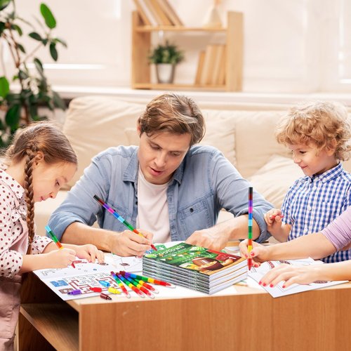 BenLouis 12 Football Mini Coloring Books Kids with 12 Stacking Crayons Sports Football Theme Party Favors Small Activity Books Bulk for Kids Super Football Bowl Party Gift Goodie Bag Stuffers