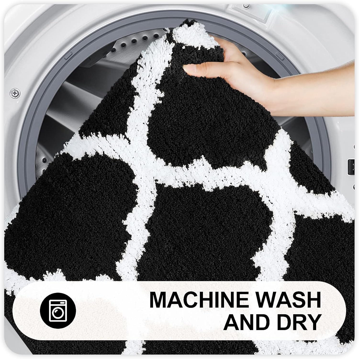 OLANLY Bathroom Rugs - Soft, Absorbent Microfiber Non-Slip Mats | 30x20 Black Shaggy Shower Carpet