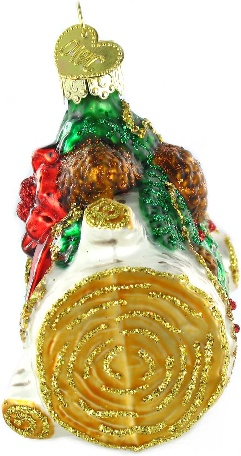 Old World Christmas Yule Log Glass Blown Ornament - Handcrafted Holiday Decoration for Trees