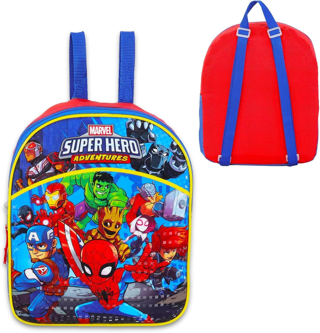 Spidey and Friends Mini Backpack for Boys - Bundle with 11" Spiderman School Bag for Toddlers Plus Button | Spidey and His Amazing Friends Small Backpack for Kids