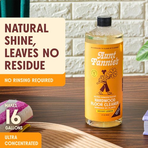 Aunt Fannie's Hardwood Floor Cleaner - Ultra Concentrated, Vinegar-Free, Bright Lemon Scent | 32 oz (Pack of 3)