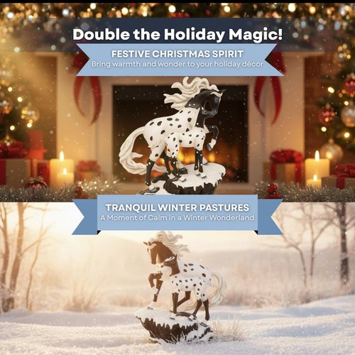 Enesco Trail of Painted Ponies Mare and Foal Figurine First Christmas Theme – Hand-Painted Resin Horse Collectible with Gift Box and Collector Card