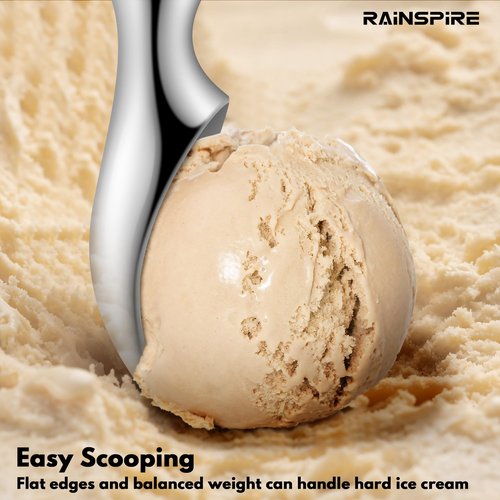 Urbanstrive Ice Cream Scoop Stainless Steel, Ice Cream Scooper Professional Large Ice Cream Scoops With Non-Slip Rubber Handle, Ice Cream Spade for Cookie Dough, Gelato, Sorbet, Melon (Black)
