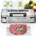 Vacuum Sealer Machine - 95kPa Precision with Double Heat Seal for Dry/Moist Food | Easy-Lock Handle & Built-in Storage - Silver