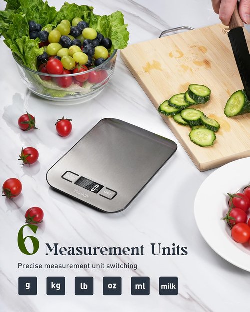 Food Scale - Skiennix 11lb Digital Kitchen Scale with LCD Display & Tare Function | Compact 304 Stainless Steel Design for Baking & Meal Prep