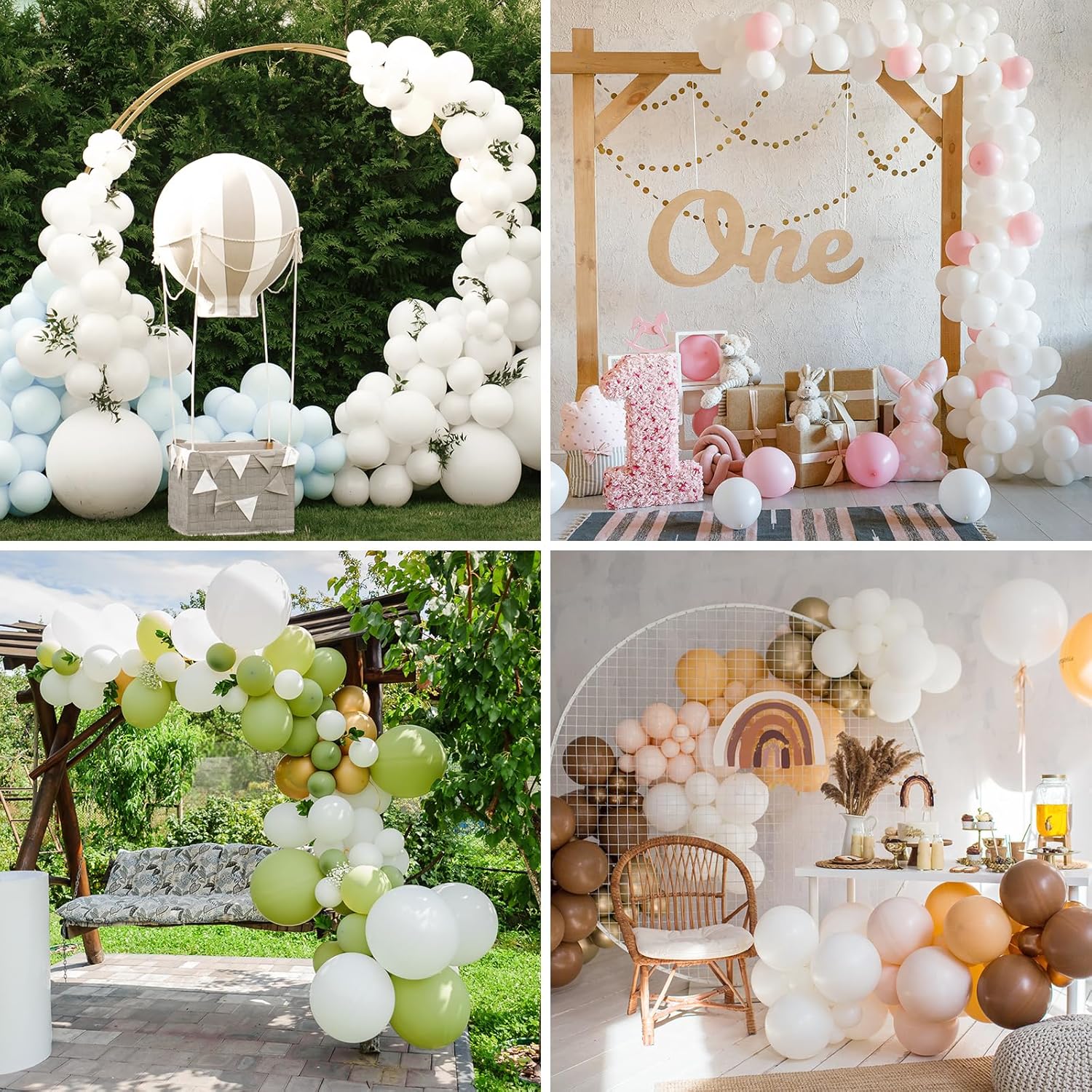 RUBFAC White Balloons - 105 Pcs in 5/10/12/18 Inch Sizes | Perfect for Party Decorations & Events