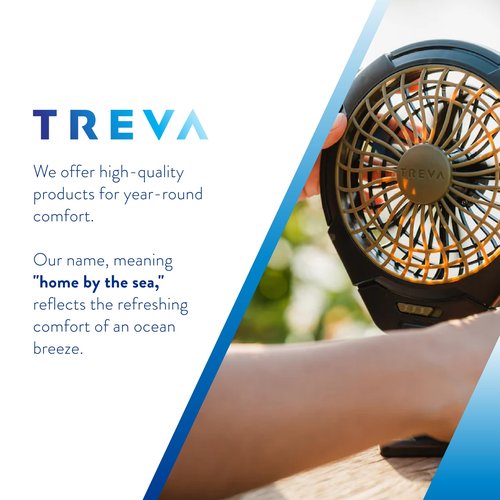 Treva 5 Inch Battery Powered Clip Slim and Portable Cooling Fan with Clamp for Travel, Outdoor,Camping, Car, Office Desk, Baby Stroller - Multi-Directional Rotating and Adjustable Head, Khaki (FC05005)