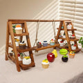 Tnstbiee Rustic 3-Tier Cupcake Stand - Wooden Desserts Stand for Cakes,Pastries &Fruits - Removable Trays& Foldable Design-Perfect for Parties Home Events and Weddings-Ideal Gift For Party Enthusiasts