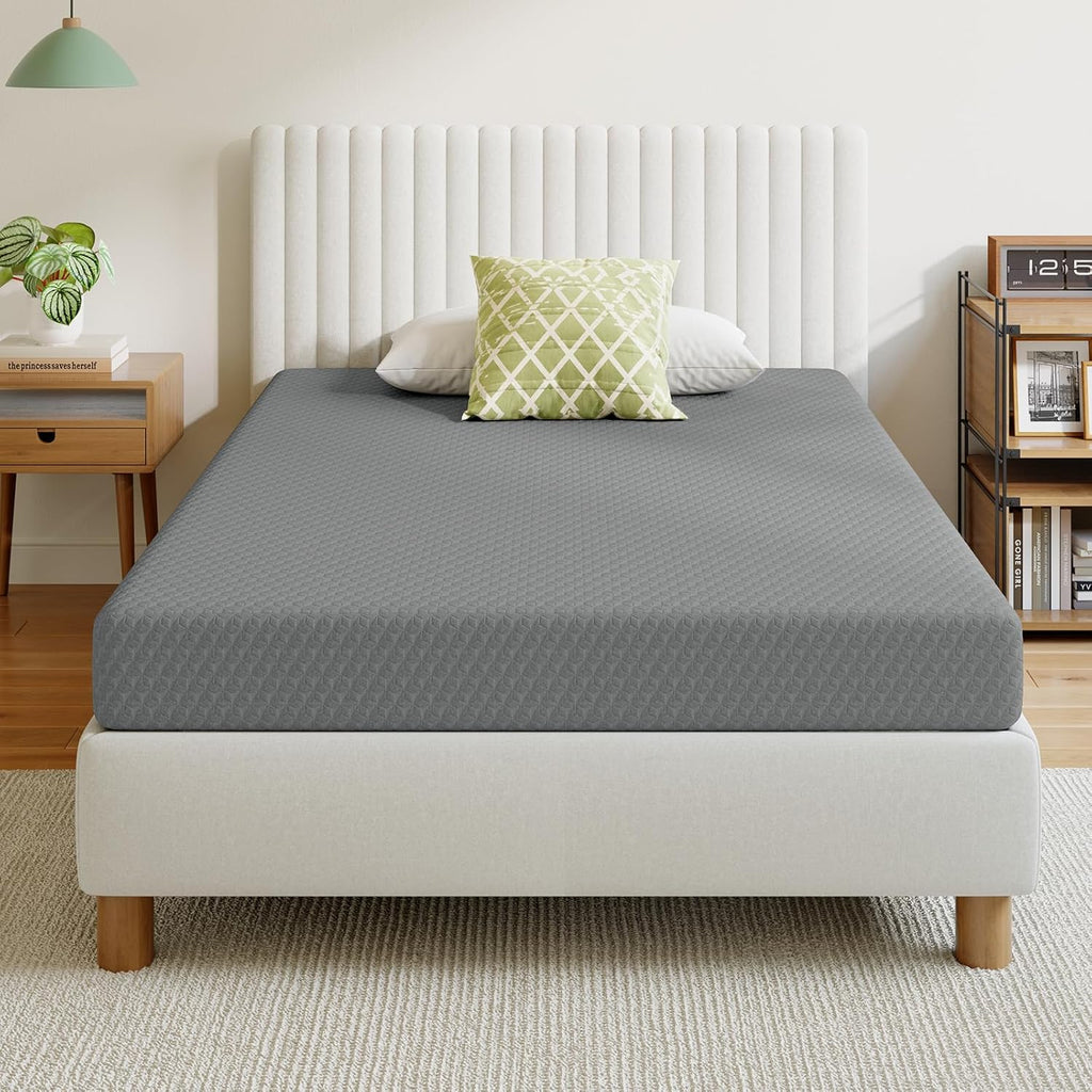 Novilla 8 Inch Twin Mattress - Cooling Memory Foam for Quick Sleep & Pressure Relief | Grey Twin Bed