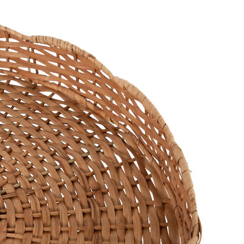 Kate and Laurel Wavley Modern Round Scalloped Woven Rattan Tray, 18 Inch Diameter, Natural Rattan, Decorative Wavy Boho Tray for Use as Versatile Ottoman Tray or Serving Platter