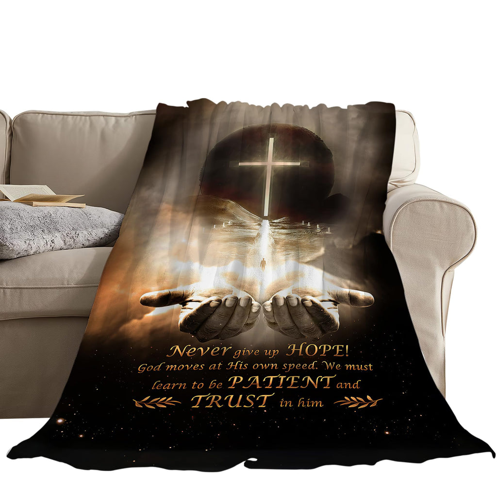 Christian Blanket Cross Hand of God Throw Blanket for Men Kids Teenagers Soft Cozy Warm Fuzzy Fleece Religious Christ Decor Blanket Gifts for Boys Women Girls Couch Sofa Bed 50"X40"