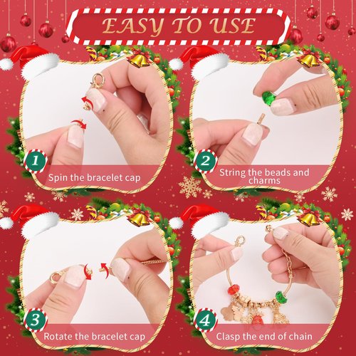 2025 Christmas Advent Calendar Bracelets, 24 Days Christmas Countdown Calendar with 2pcs DIY Charm Bracelets Kits,DIY Christmas Charm Bracelet Gifts