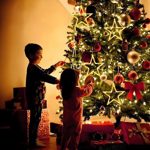 ONSTUY LED Stars Christmas Lights,3 Pack LED Christmas Window Lights,10 LEDs Christmas decorations with Timer for Window Decoration, Christmas Decoration, Balcony,Party,Wedding,Warm White, ON-WJX-3P