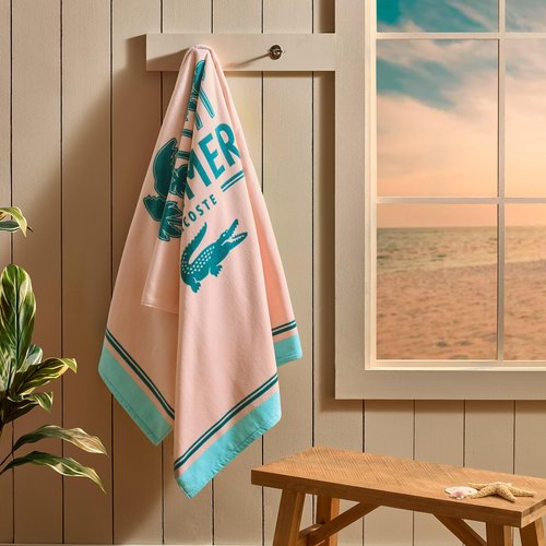 Lacoste 100% Cotton Large Beach Towel, Ultra-Absorbent & Fast-Drying, Machine Washable, Palm Tree Beach, 36" W x 72" L