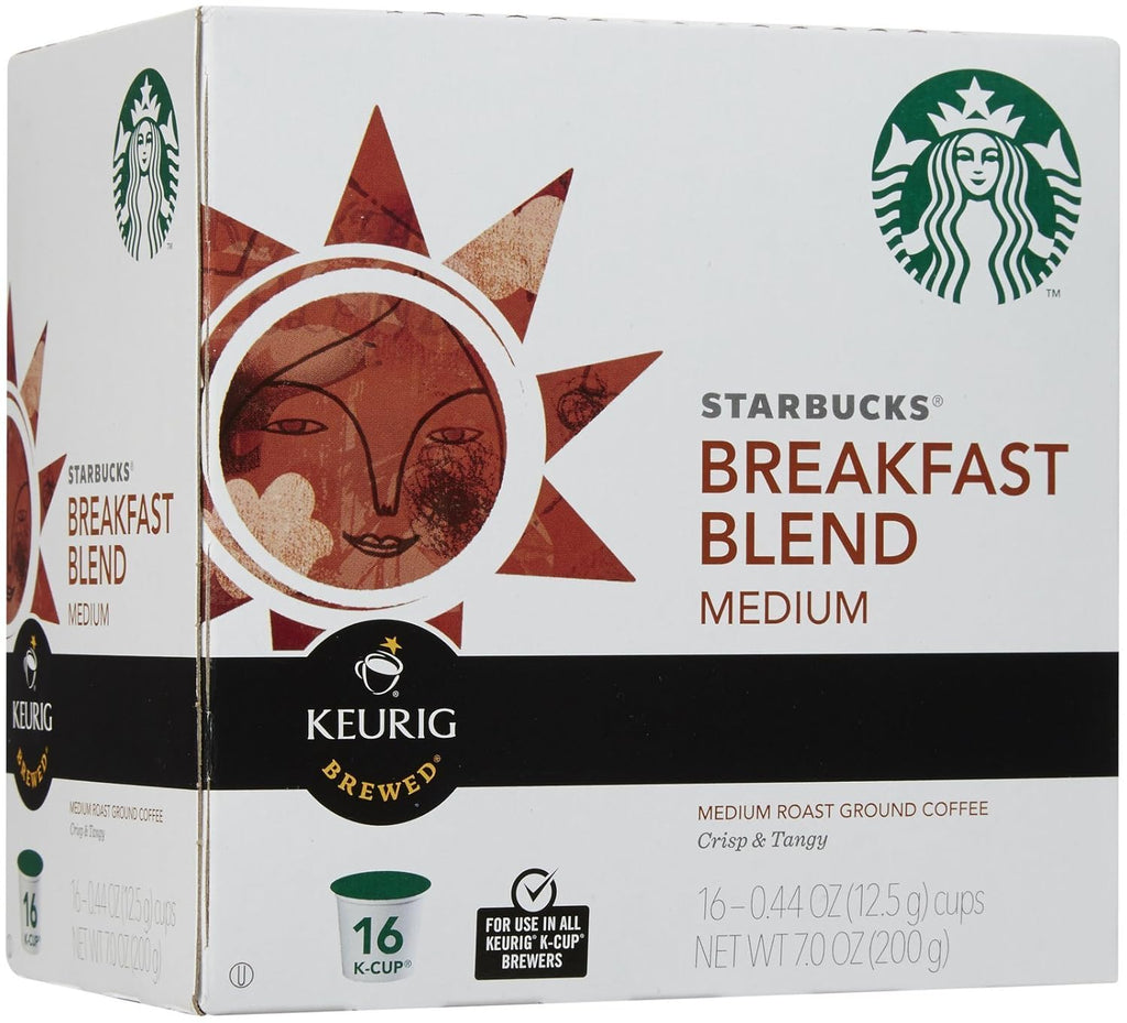 Starbucks Breakfast Blend K-Cup Pods - Smooth & Flavorful Coffee for Keurig | 16 Count