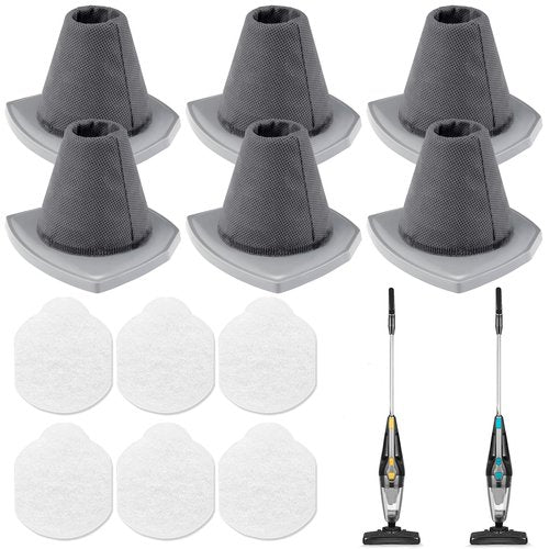 6+6 Pack NES215A/ NES210 Vacuum Filter Set for Eureka NES215A/ NES210/ NES212/ NES215 Blaze Stick Vacuum Cleaner, 6 Vacuum Filters + 6 Pre-Motor Filters, Compare to Part #N0101 & N0102