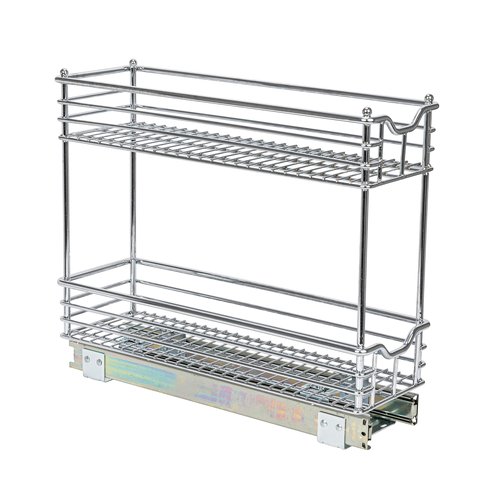 Household Essentials Glidez Multipurpose Chrome-Plated Steel Pull-Out/Slide-Out Storage Organizer for Under Cabinet Use - 2-Tier Design - Fits Standard Size Cabinet or Shelf, Chrome