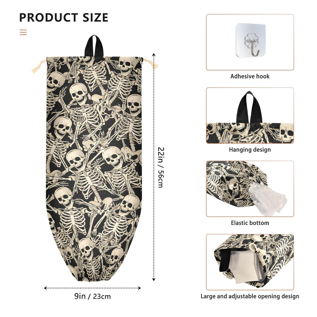 ALAZA Plastic Bag Holder Grocery Bags Organizer Dispenser Storage Gothic Skull Skeleton for Kitchen Wall Mount