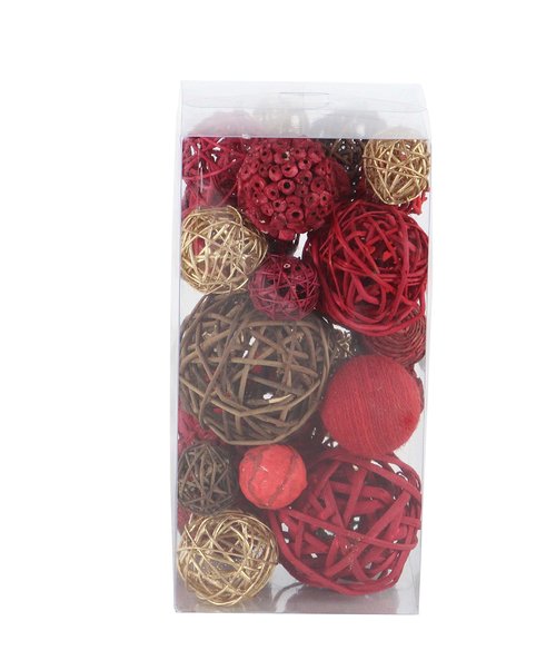 Deco 79 Dried Plant Handmade Orbs & Vase Filler with Varying Designs, Set of 2 6"W, 12"H, Multi Colored