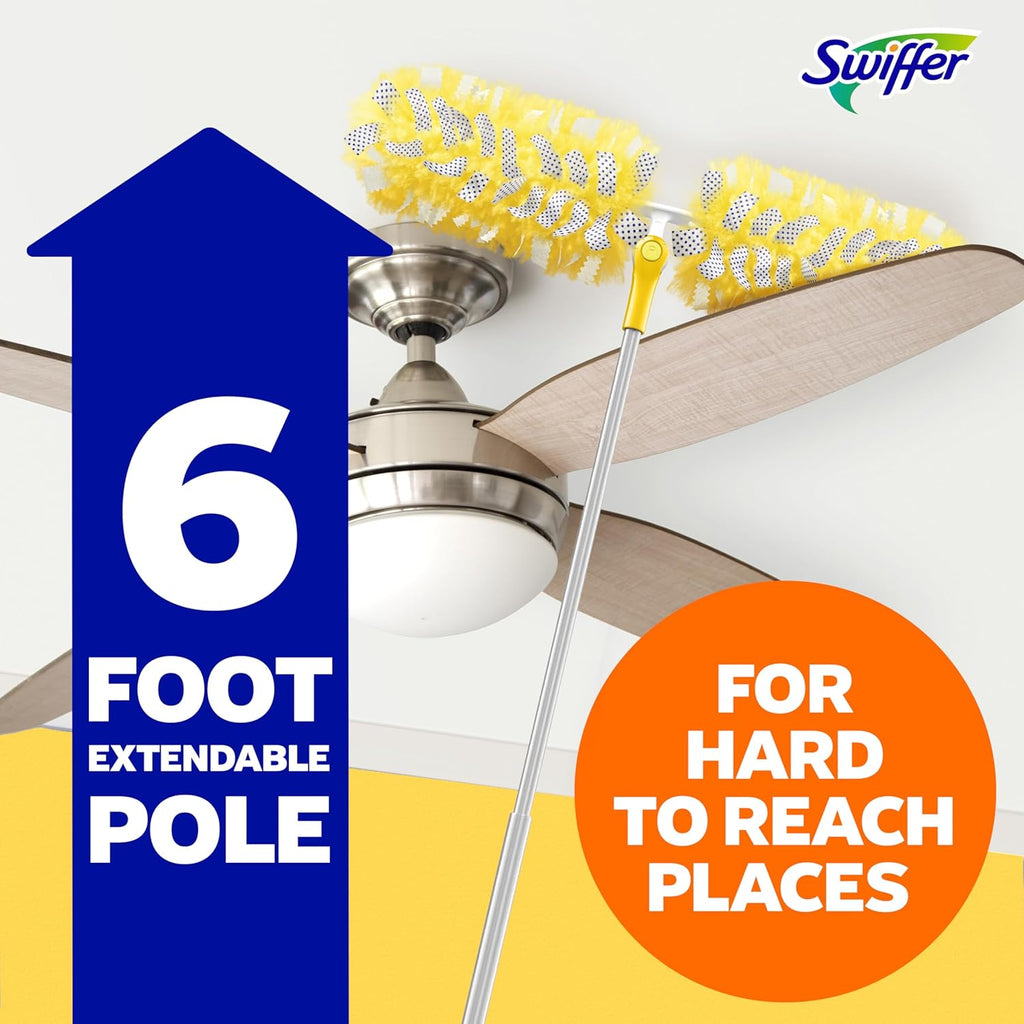 Swiffer Duster Kit - Heavy Duty Starter Kit with 8 Refills & 6 ft Super Extendable Handle