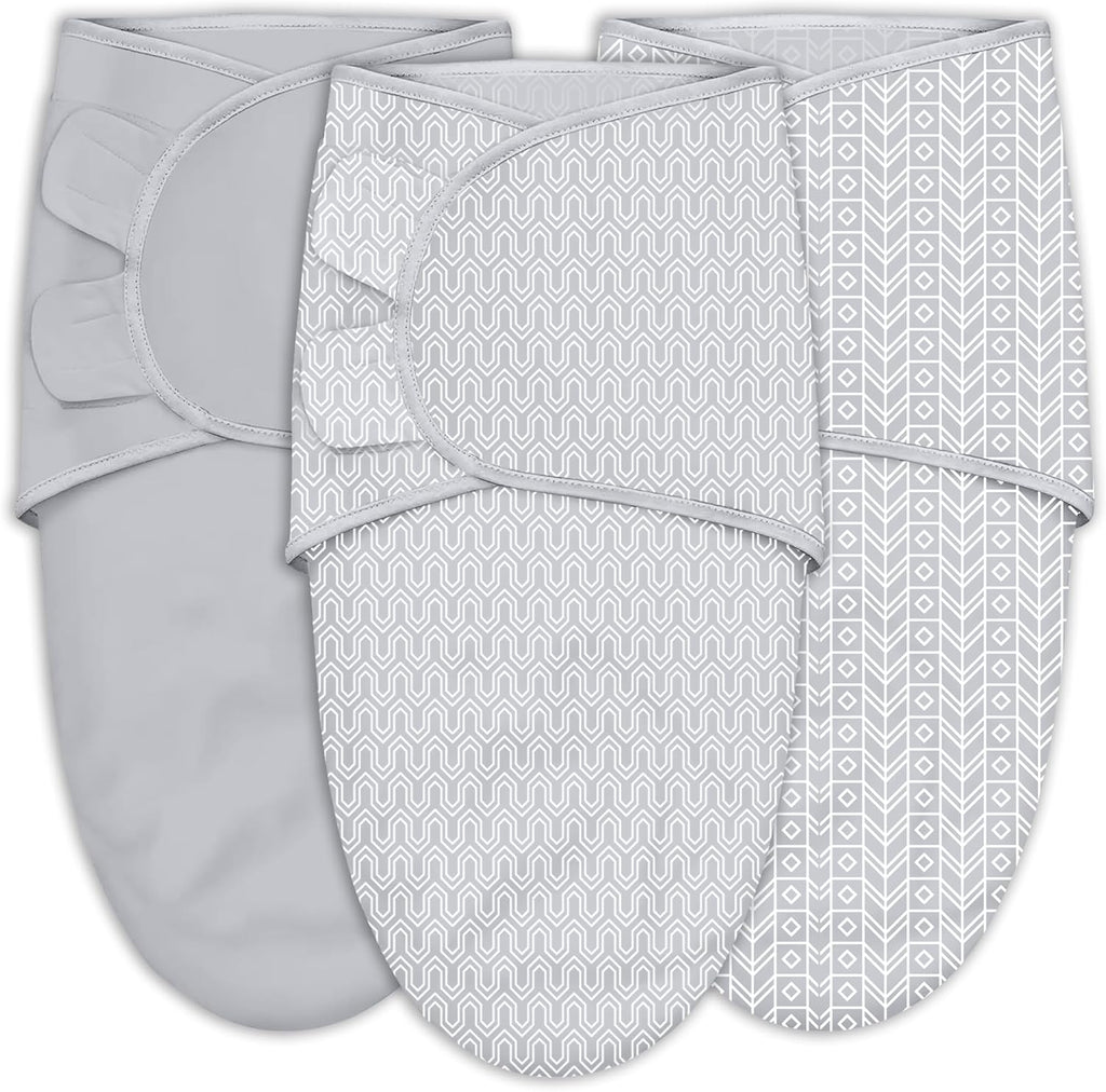 Sweet Dolphin Baby Swaddle Sleep Sacks - Soft Cotton Ergonomic Wrap for Newborns, 0-3 Months | Grey - 3-Pack