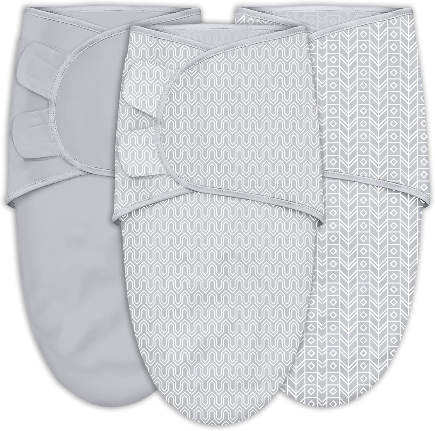 Sweet Dolphin Baby Swaddle Sleep Sacks - Soft Cotton Ergonomic Wrap for Newborns, 0-3 Months | Grey - 3-Pack