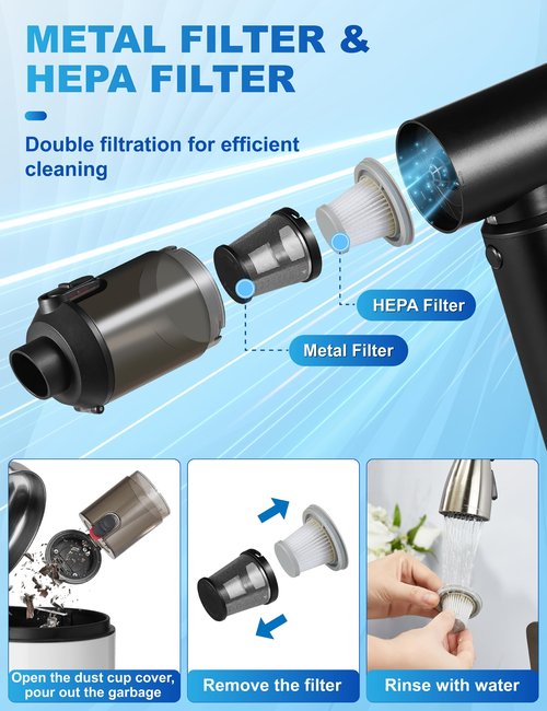 Vacuum Cleaner for Car 78000RPM Handheld Car Vacuum Cordless High Power 4-in-1 Air Blower & Pump, Removable 6000mAh Battery Works as a 35W Power Bank, Vacuum Air Duster for Home Camping Office