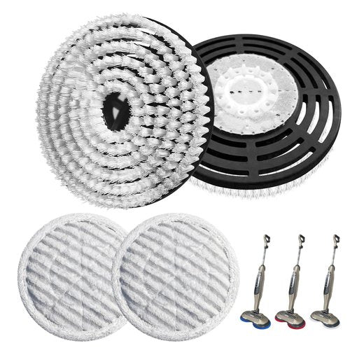 4 Pack S7001 Upgraded Steam Mop Replacement Brush Pads, Compatible with Shark S8201/S8001/S7201/S7000 Series Steam and Scrub Mop, Nylon Bristle for Polishing Hard Floors (2 White, 2 Gray)
