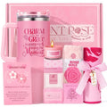 Gift Set for Women Self Care - Pink Birthday Gifts Basket for Women Best Friend Sister Daughter Mother in Law, Relaxation Gifts Spa Gift Basket Self Care Package for Her w/ 40oz Insulated Tumbler