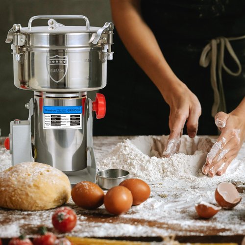 Greatrue 750g Electric Grain Mill Grinder, 304 Stainless Steel Flour Mill, 2800W High Speed Spice Grinder, Electric Grain Mill for Dry Wheat, Oats, Corn, Pepper and Coffee Beans