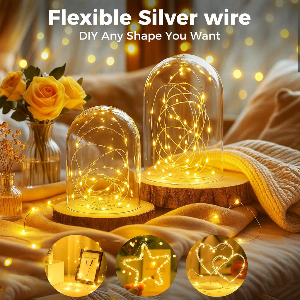 Skiennix 24 Pack Fairy Lights - Battery Operated Mini String Lights with Timer | 7ft Warm White Twinkle Lights for Weddings & Parties