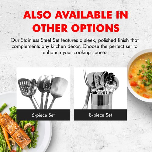 Chef Craft - 8 Piece Stainless Steel Kitchen Utensils Set with Utensil Holder