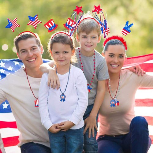 Moon Boat 12PCS 4th of July Headbands - Patriotic Red, White & Blue Party Accessories for Independence Day