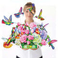 HIBLOOM Humming Bird Pop Up Card, 19.5 Inch Real Sized Display 3D Valentine Greeting Card, Paper Flower Bouquet, Gift for Valentines Day, Birthday, Mothers Day, Includes Envelope & Message Note